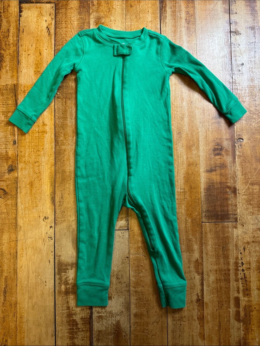 Primary Green pajamas size 12 to 18 months Long Sleeve one piece Footie cotton